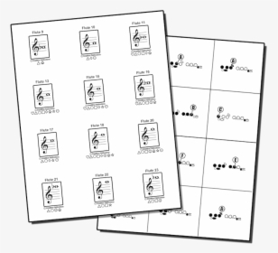 Transparent Flute Clipart Black And White - Flute Fingering Chart Flashcards, HD Png Download, Transparent PNG