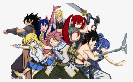 Gajeel, Lucy, Wendy, Natsu, Laxus, Erza, Gray, And - Fairy Tail Natau E Lucy, HD Png Download, Transparent PNG
