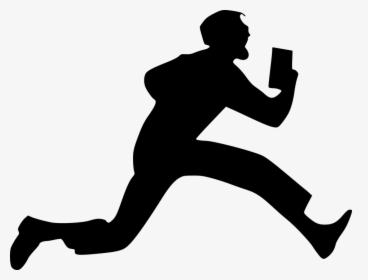 Man Running Holding Book Open Silhouette - Running Transparent Silhouette Man, HD Png Download, Transparent PNG