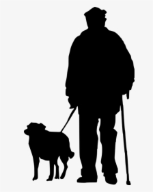 Silhouette, Man, Pet, Senior, Standing, Object, Puppy - Man Walking Dog Silhouette, HD Png Download, Transparent PNG