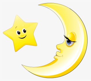 Star Clipart Smiley - Moon And Star Clipart, HD Png Download, Transparent PNG