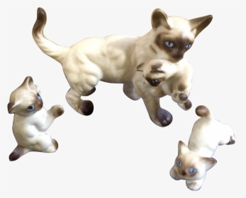 Vintage Bone China Miniatures Mother Siamese Cat And - Siamese, HD Png Download, Transparent PNG