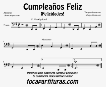 Partitura De Cumpleaños Feliz Para Trombón, Tuba Elicón - Partitura En Sol Mayor, HD Png Download, Transparent PNG