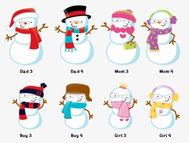 Christmas Snowman Family Clipart, HD Png Download, Transparent PNG