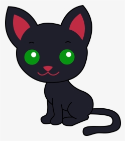Cute Cat Clipart - Black Cat Cartoon Cute, HD Png Download, Transparent PNG