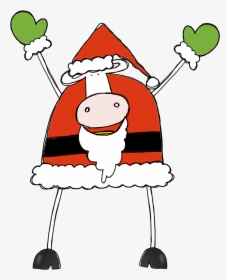 Pencil And In Color - Christmas Cow Clip Art, HD Png Download, Transparent PNG