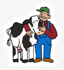 Cow And Farmer 400w - Cow And Farmer Clipart, HD Png Download, Transparent PNG
