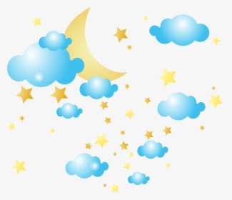 Moon Clouds And Stars Png Clip-art Image - Stars Moon And Clouds, Transparent Png, Transparent PNG