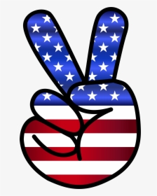 Us Flag Peace Hand Sign Clip Arts - American Flag Peace Sign Hand, HD Png Download, Transparent PNG