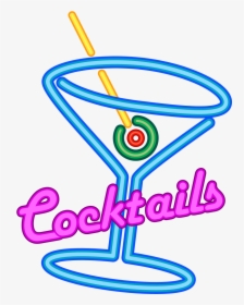 Faux Neon Cocktails Sign - Neon Cocktail Sign Png, Transparent Png, Transparent PNG