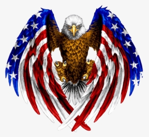 Eagle With The American Flag, HD Png Download, Transparent PNG