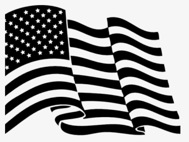 Drawn American Flag Transparent Background - Waving American Flag Vector Black And White, HD Png Download, Transparent PNG