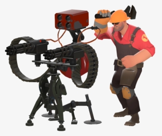 Red Engineer With A Level 3 Sentry Gun - Engineer Building A Sentry, HD Png Download, Transparent PNG