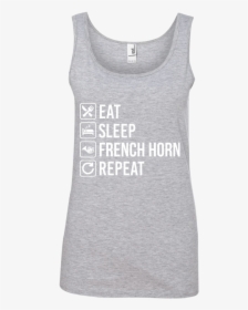 French Horn Eat Sleep Repeat Ladies - Active Tank, HD Png Download, Transparent PNG