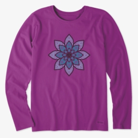 Women S Primal Lotus Long Sleeve Crusher Tee - Long-sleeved T-shirt, HD Png Download, Transparent PNG