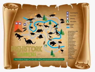 Prehistoric Gardens Park Map On Scroll Image - Scroll Clipart Png, Transparent Png, Transparent PNG