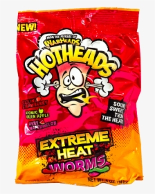 Warheads Hotheads Extreme Heat Worms 5oz 142g Bag Front - Snack, HD Png Download, Transparent PNG