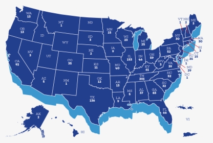 Map-2019 - Red State Blue State 2018, HD Png Download, Transparent PNG