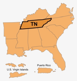 Tennessee Region Including Puerto Rico And The U - Map, HD Png Download, Transparent PNG