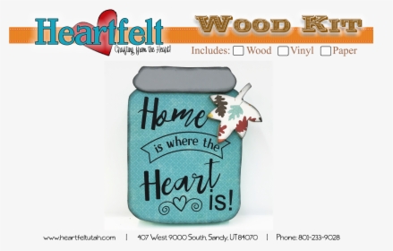 Mason Jar Home Is Where Your Heart Is Wood Kit - Cartoon, HD Png Download, Transparent PNG