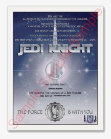 Jedi Knight Credential - Jedi Knight Certificate, HD Png Download, Transparent PNG