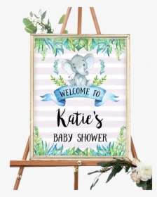 Blue Elephant Safari Welcome Sign - Elephant Baby Shower Sign, HD Png Download, Transparent PNG