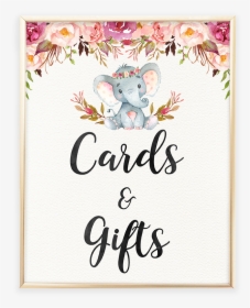 Elephant Baby Shower Cards And Gifts Printable Sign - My Water Broke Baby Shower Game Printable, HD Png Download, Transparent PNG