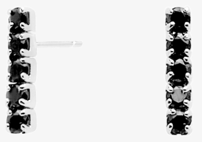 Black Kira Silver Earrings - Pendiente Barra Circonitas Negras, HD Png Download, Transparent PNG