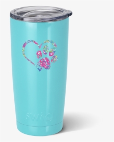 Turquoise Blue 20oz Tumbler With Heart And Paw Print - Soft Drink, HD Png Download, Transparent PNG