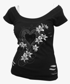 Gothic Lily Off The Shoulder Ripped Top - Damske Tricka Na Ramienka, HD Png Download, Transparent PNG