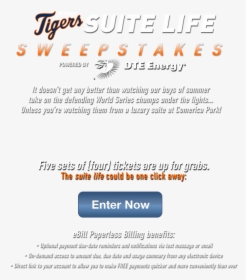 Enroll In Ebill Paperless Billing Now To Enter To Win - Detroit Tigers, HD Png Download, Transparent PNG