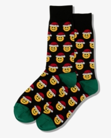 Men S Santa Smile Emoji Socks   Class Slick Lazy Image - Sock, HD Png Download, Transparent PNG