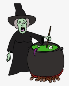 Witch With Text Complete Redbubble Design Drawing Cauldron - Cartoon, HD Png Download, Transparent PNG