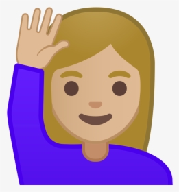 Woman Raising Hand Medium Light Skin Tone Icon - Woman Raise Hand Icon, HD Png Download, Transparent PNG