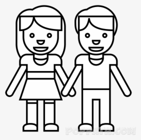 Boy And Girl Emoji Black And White, HD Png Download, Transparent PNG