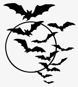 Bat Moon Png Free Download - Bats And Moon Clipart, Transparent Png, Transparent PNG
