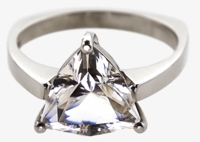 14k White Gold Fantasy White Quartz Trillion Solitaire - Engagement Ring, HD Png Download, Transparent PNG
