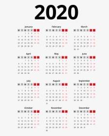 2020 Calendar Black Transparent Png Image - Calendrier 2020 Png Transparent, Png Download, Transparent PNG