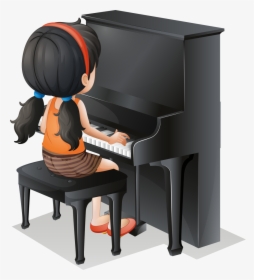 Transparent Piano Clipart - Cartoon Girl Playing Piano, HD Png Download, Transparent PNG