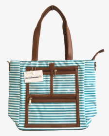 Striped Tote Bag With Clear Pocket, HD Png Download, Transparent PNG