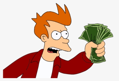 Futurama Fry With Money Vinyl Decal Sticker - Shut Up And Take My Money Png, Transparent Png, Transparent PNG