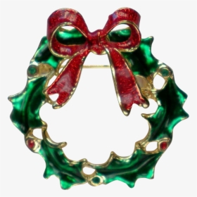 Green Holly Leaves Wreath For Christmas Holidays Pin - Christmas Decoration, HD Png Download, Transparent PNG