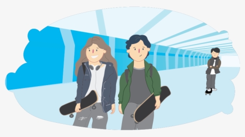 Two Friends Smiling With A Sad Friend In The Background - Cartoon, HD Png Download, Transparent PNG