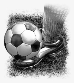Soccer Fabric, Foot Kicking The Ball, Black And White - Football, HD Png Download, Transparent PNG