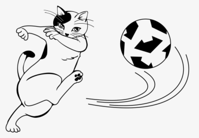 Cartoon Cat Kicking A Ball, HD Png Download, Transparent PNG