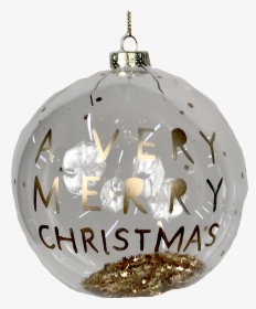Glass Merry Christmas Ornament With Gold Flakes - Christmas Ornament, HD Png Download, Transparent PNG