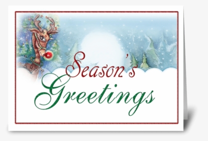 Season S Greetings Reindeer Greeting Card - Christmas Card, HD Png Download, Transparent PNG