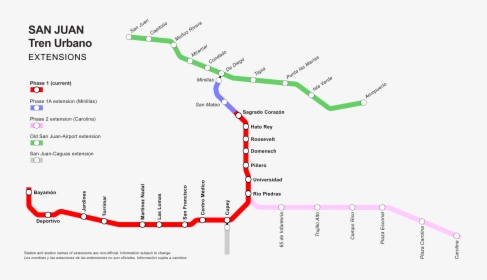 San Juan Tren Urbano Extensions - Tren Urbano Map, HD Png Download, Transparent PNG