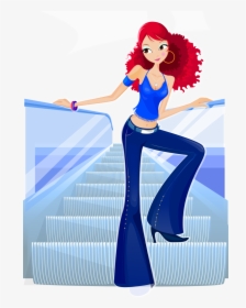 Girl On Escalator Png Image - Fashion, Transparent Png, Transparent PNG