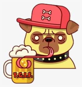Ftetgif Tgif Thankgoditsfriday Beer Pug Dog Bar Party - Dog Drinking Beer Drawing, HD Png Download, Transparent PNG